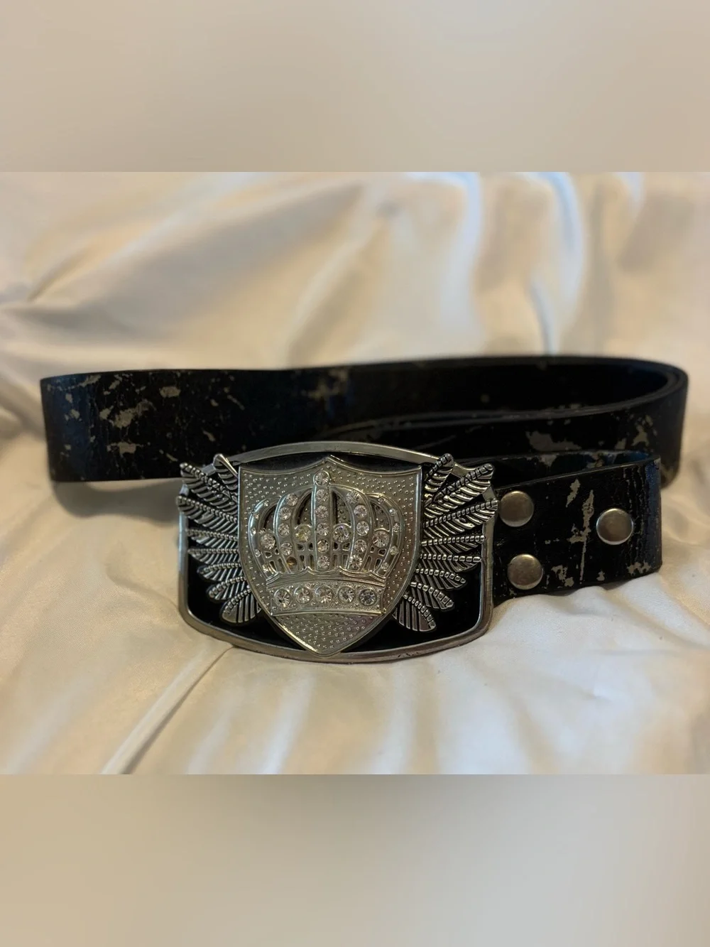 Vintage Distressed Rocker/Grunge/Festival/Biker Brown Leather Belt
